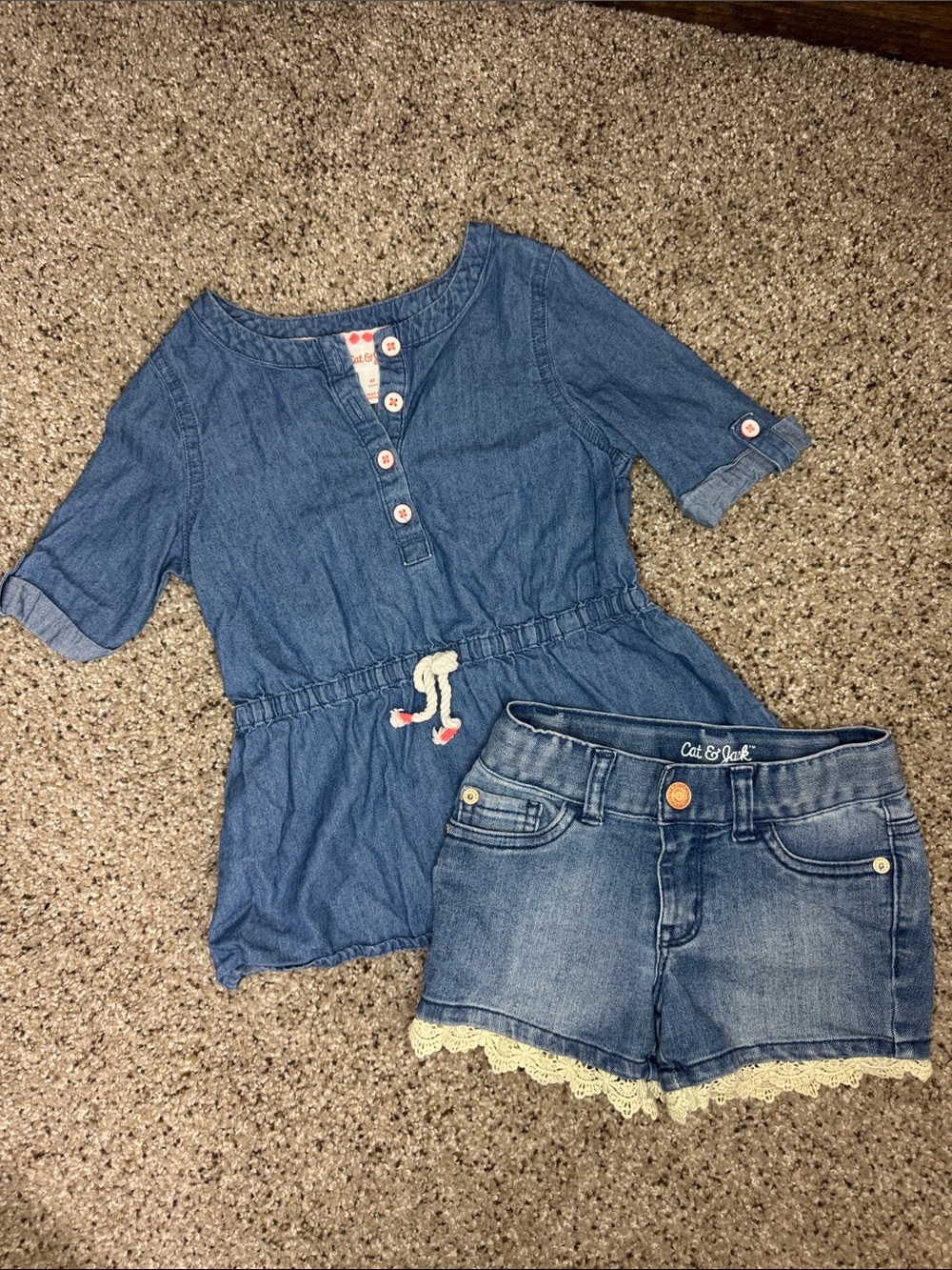 Cat & Jack Denim Top and Short Set 4T
